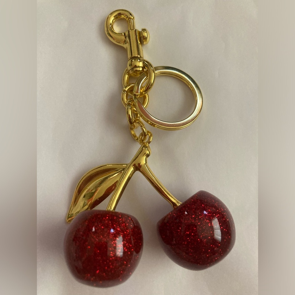 NWOT Cherry gold bag charm keychain